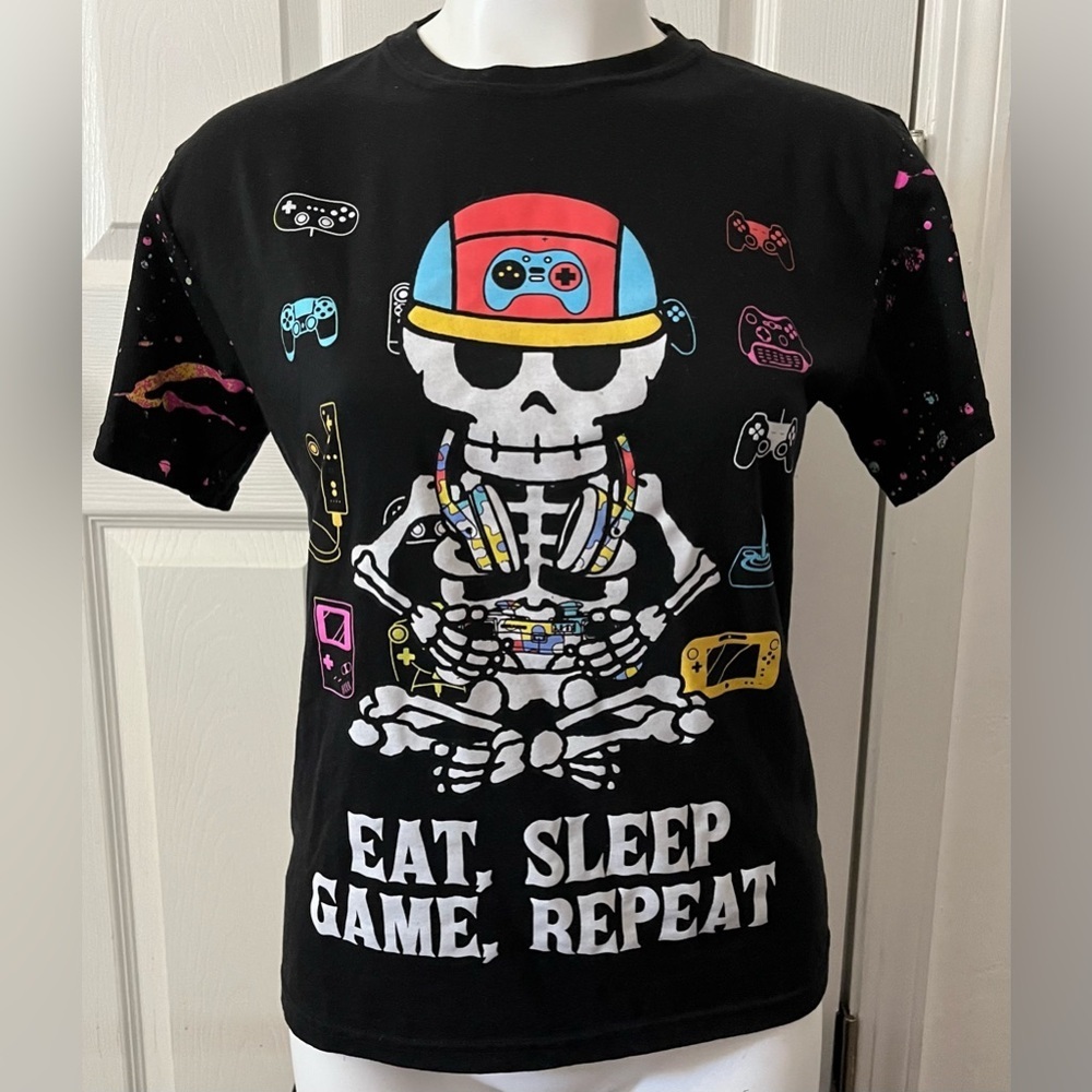 Fresh Laundry Black Graphic Gaming T-Shirt Unisex Juniors Size Large